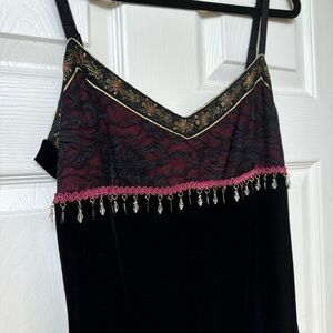 Not for sale - Betsey Johnson New York VTG Slip Dress Y2K Stretch Velvet Floral